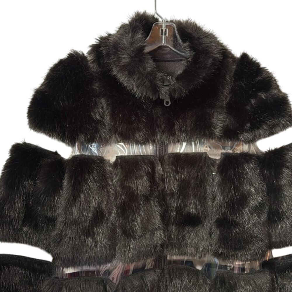New Donna Salyers' Fabulous Furs Black Faux Fur W/Clear Plastic Y2k Goth Coat Xs — image 7 of 7